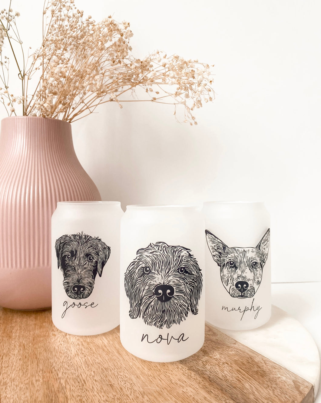 Set of Pet Portrait Frosted Can Glasses