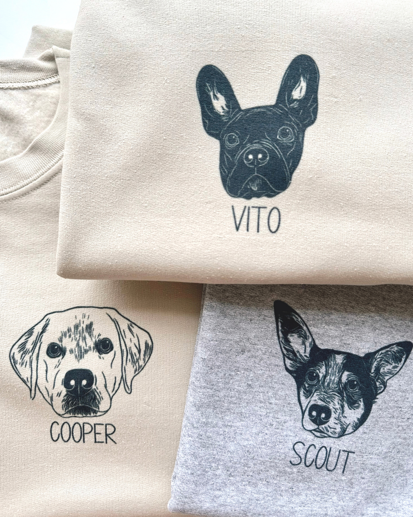 Custom Pet Portrait Crewneck Sweater Paw and Bark