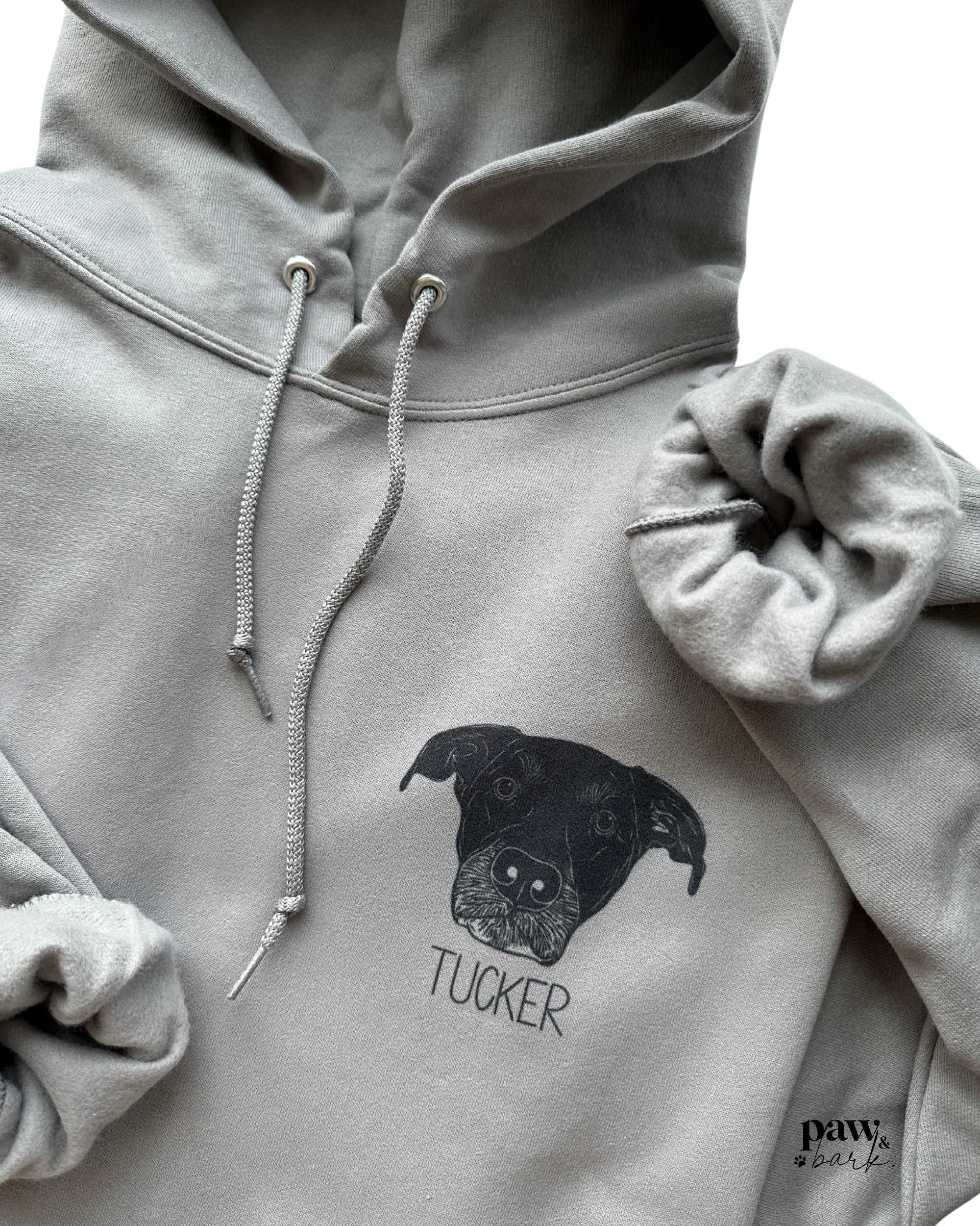Custom Pet Portrait Hoodie Paw and Bark