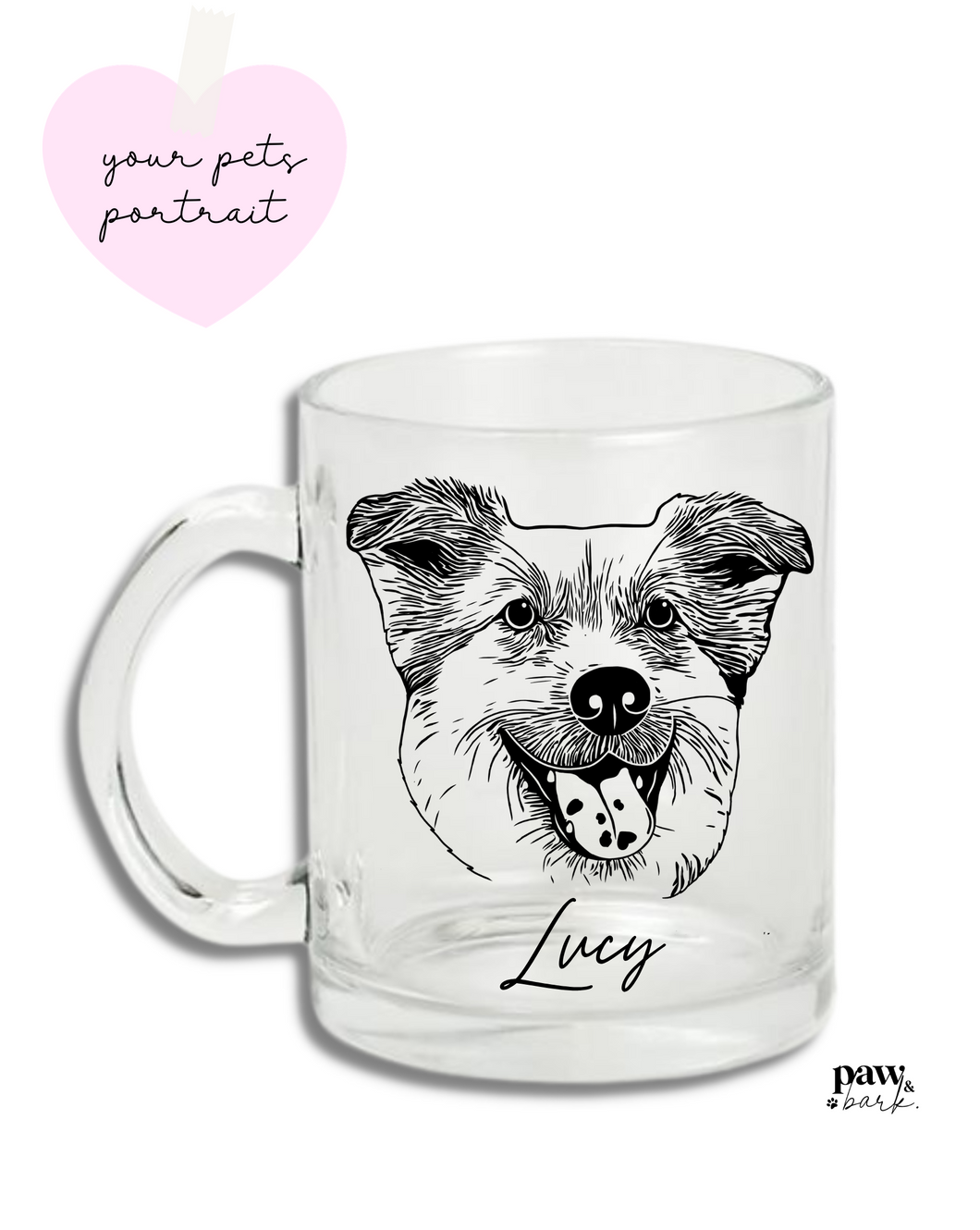 Custom Pet Portrait Glass Mug